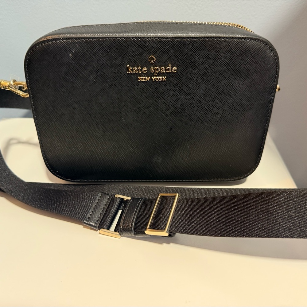 Kate Spade Black Crossbody Bag with Gold Accents